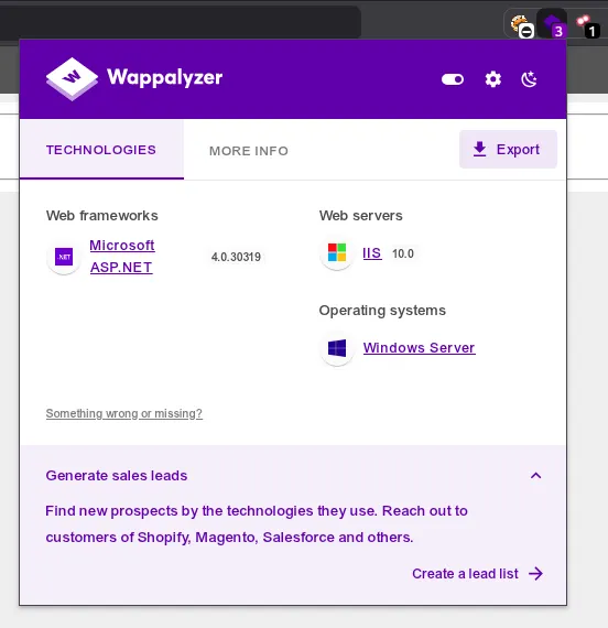 Wappalyzer and wafw00f