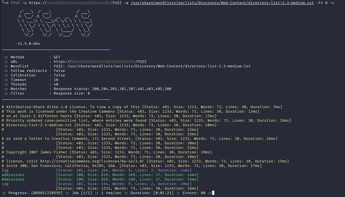 ffuf output