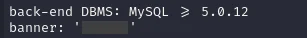 sqlmap output confirming MySQL backend