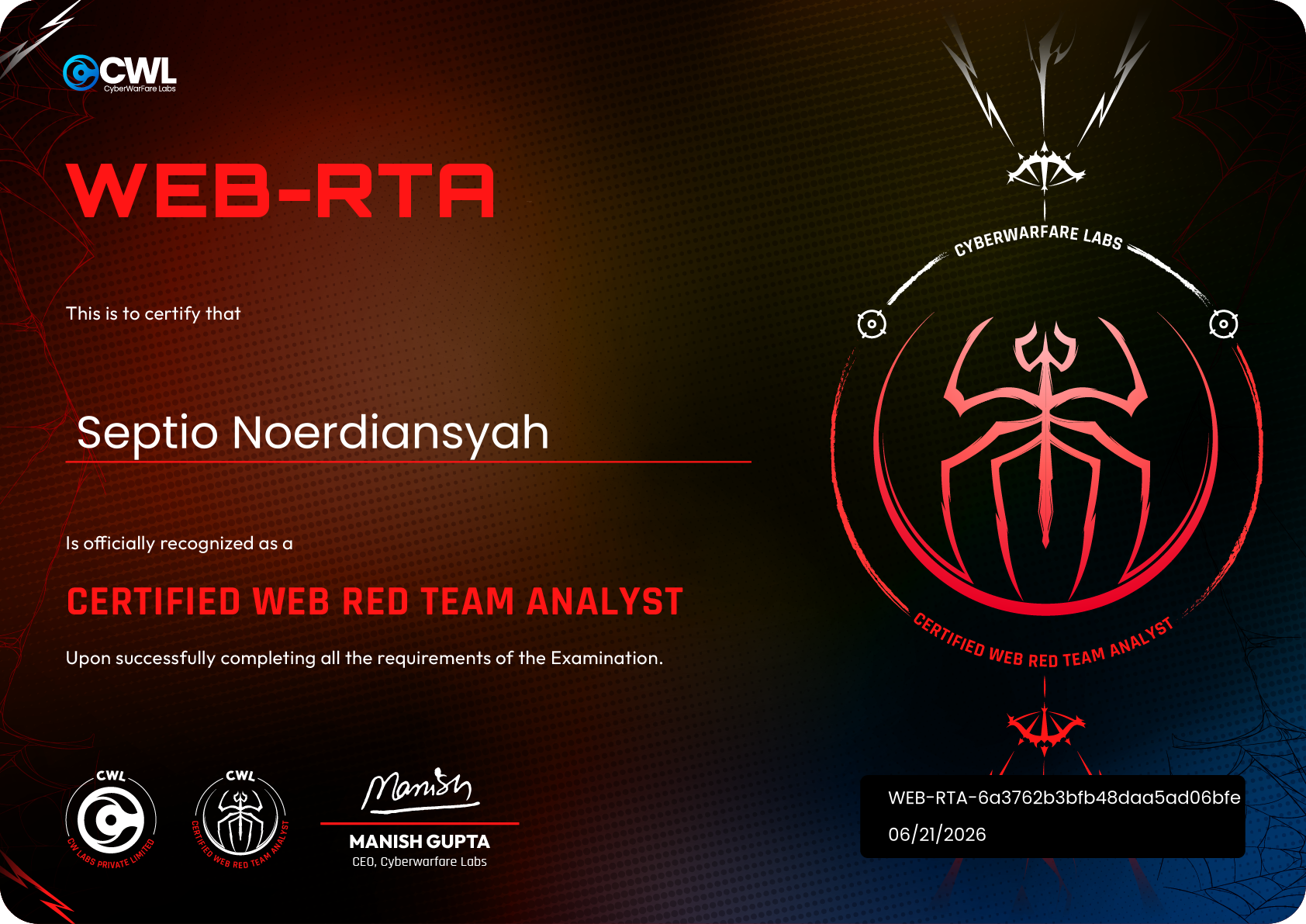 WEB-RTA Certificate