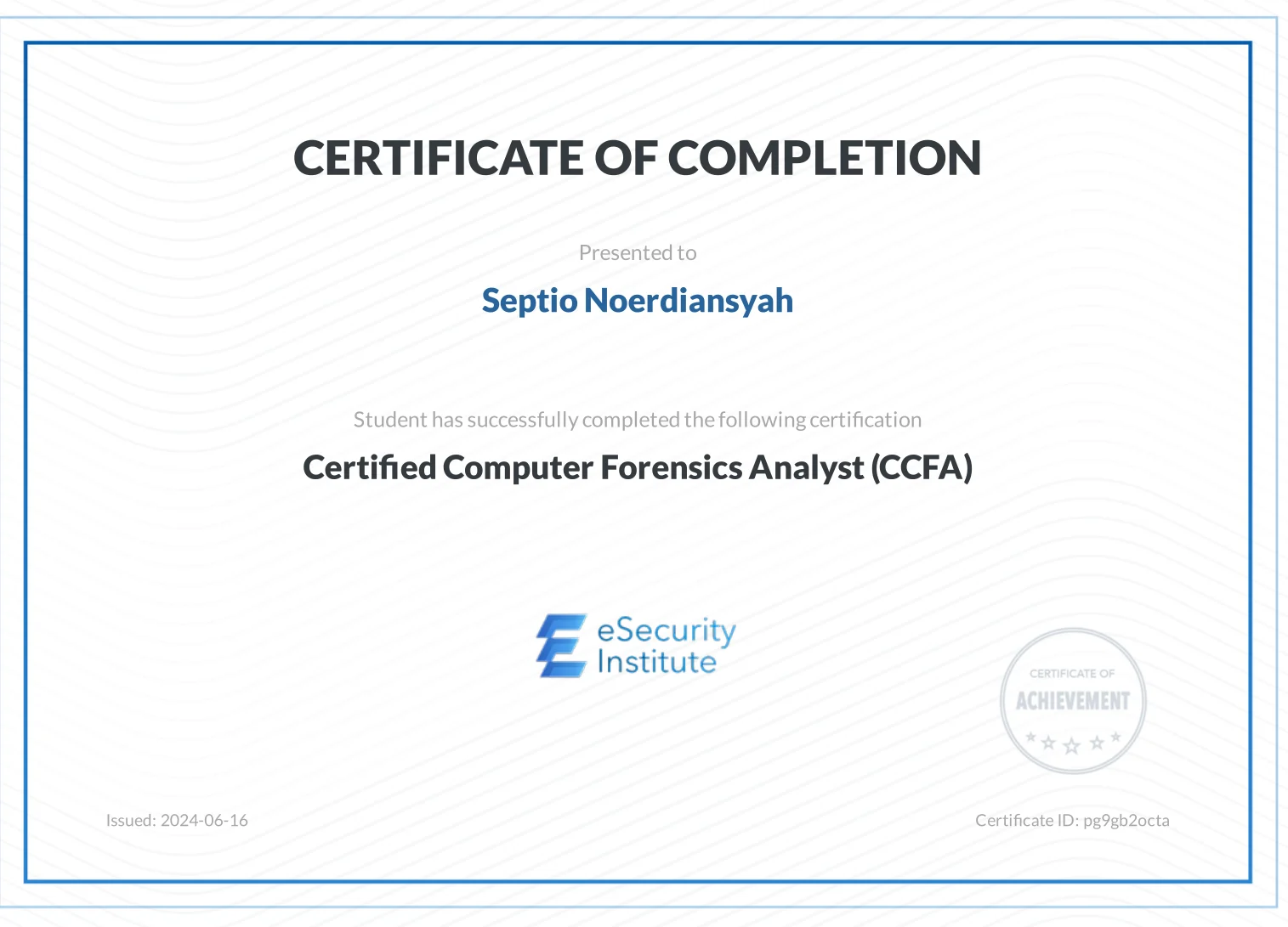 Certified Computer Forensics Analyst (CCFA) — eSecurity Insitute